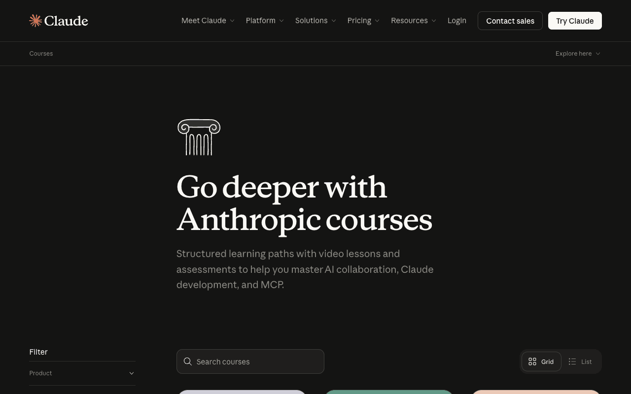 Anthropic Academy — free structured courses