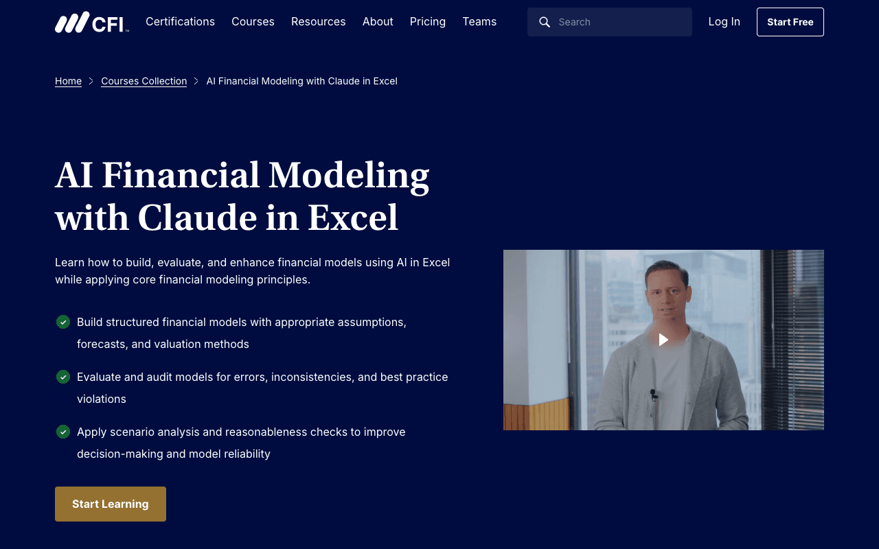 CFI — AI Financial Modeling with Claude in Excel