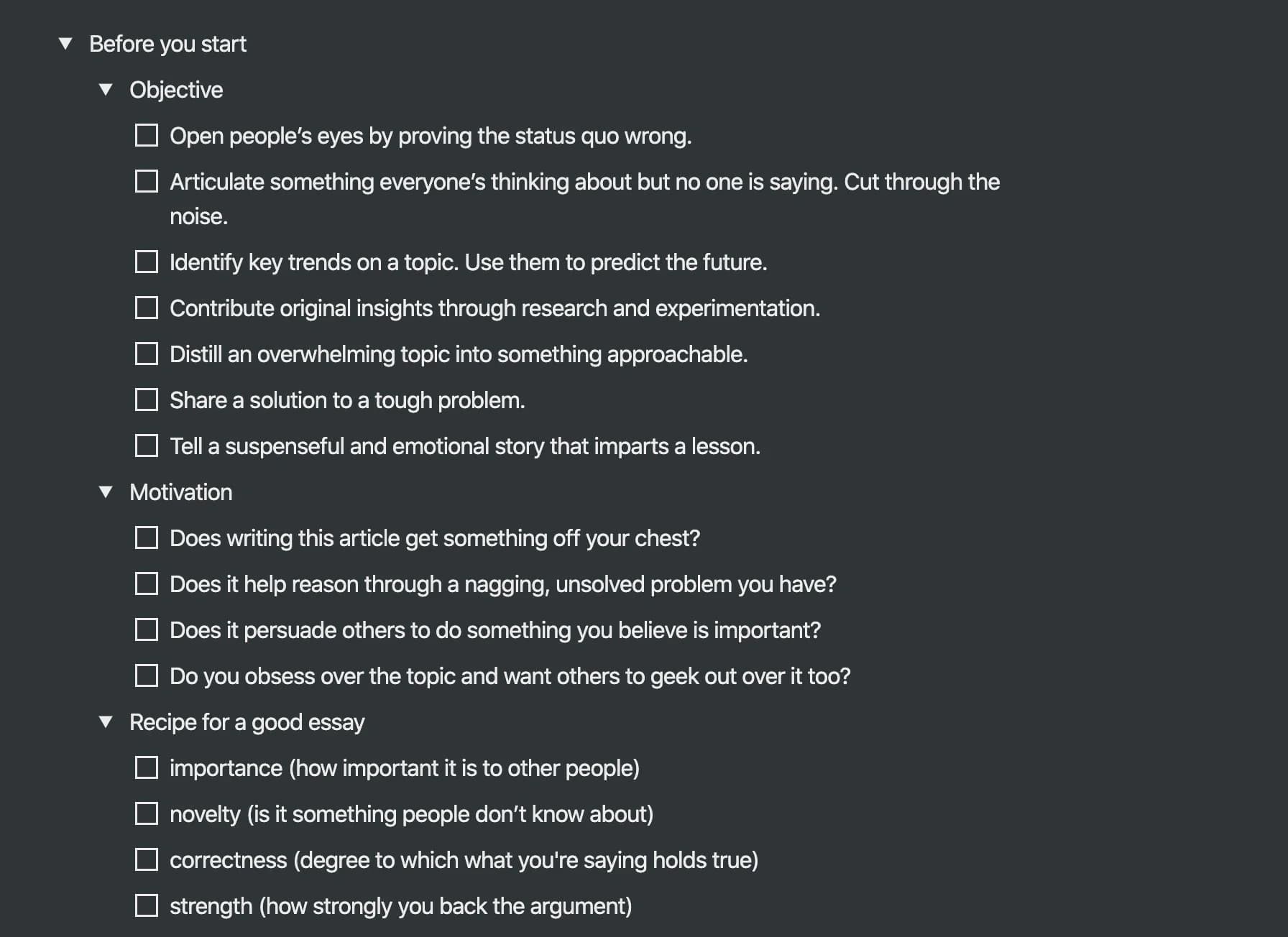 Julian Shapiro's writing handbook template