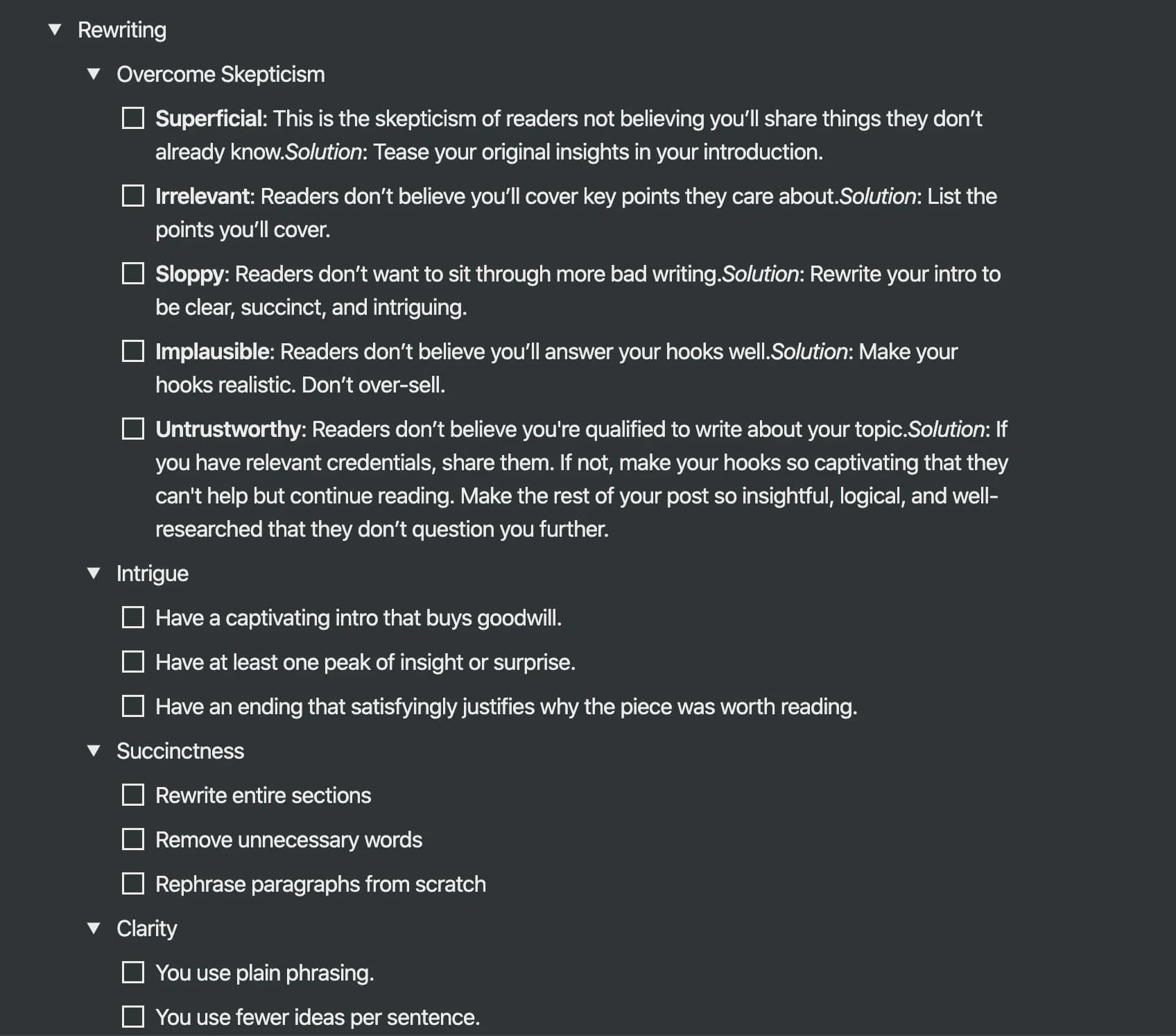 Rewriting and editing template