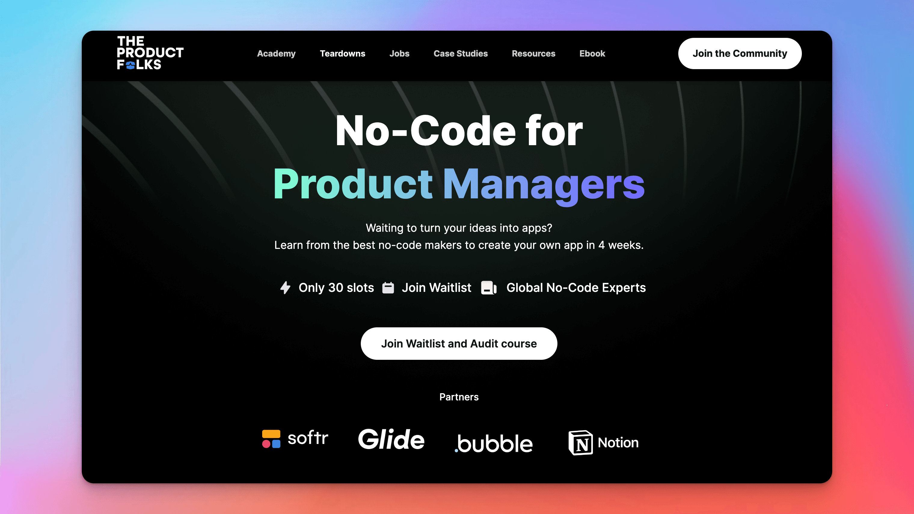 No-Code Cohort Program banner