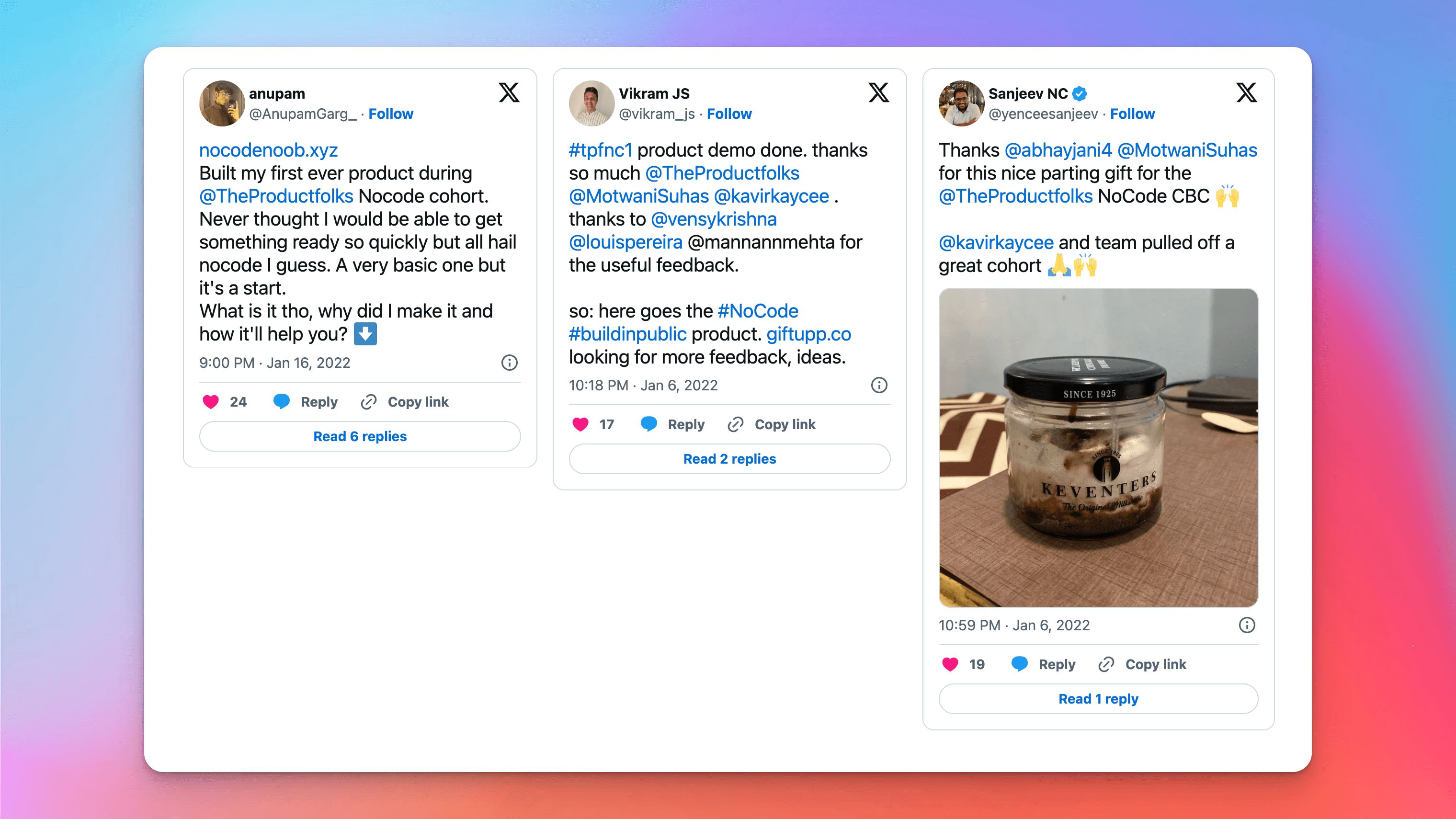 No-Code Cohort testimonial