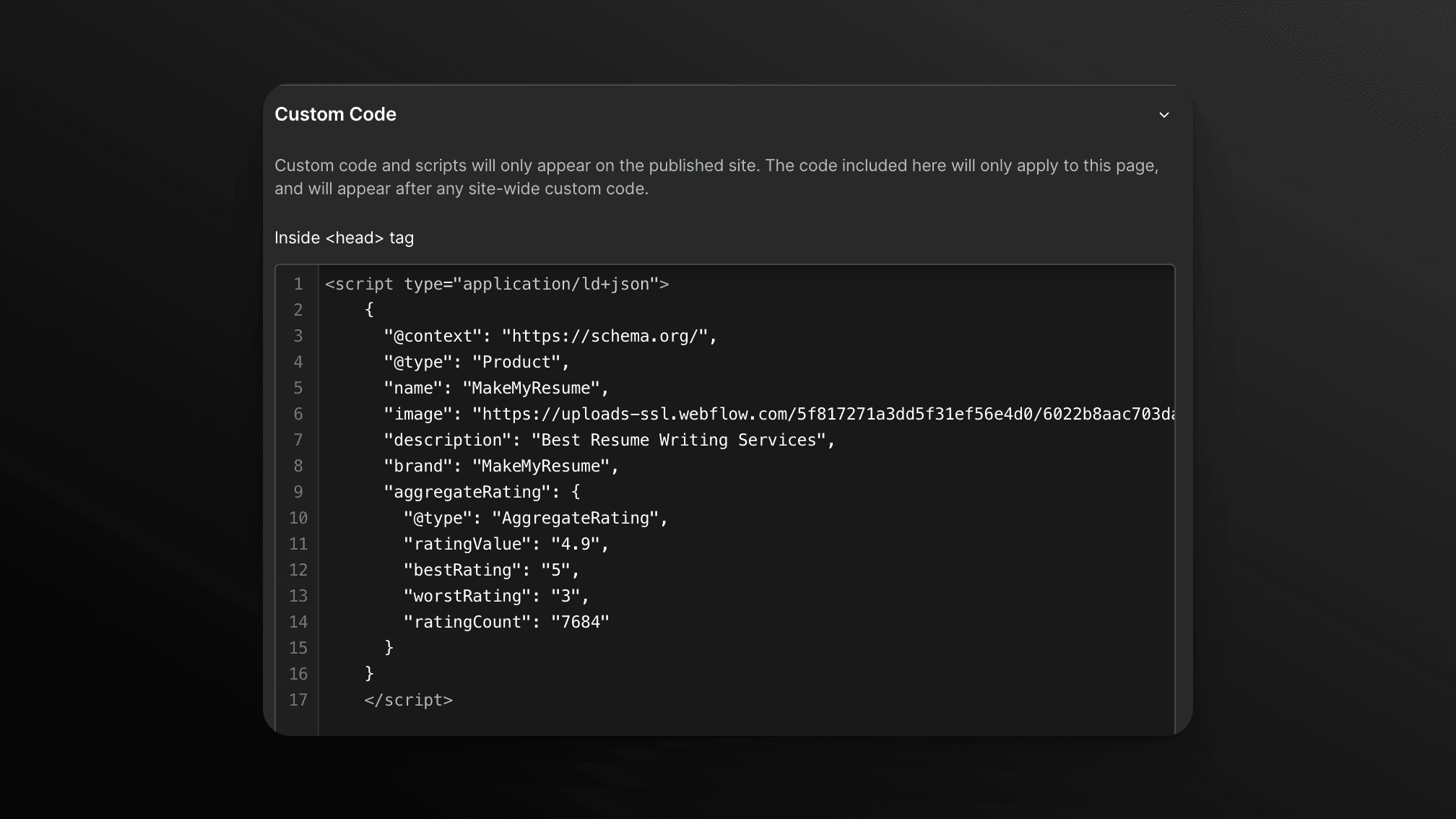 Schema markup example
