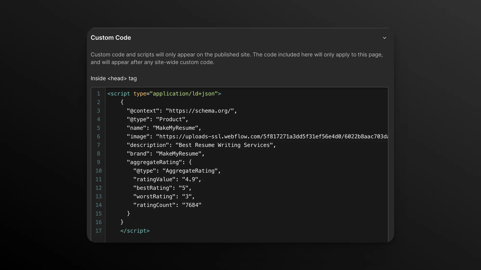 Schema markup example
