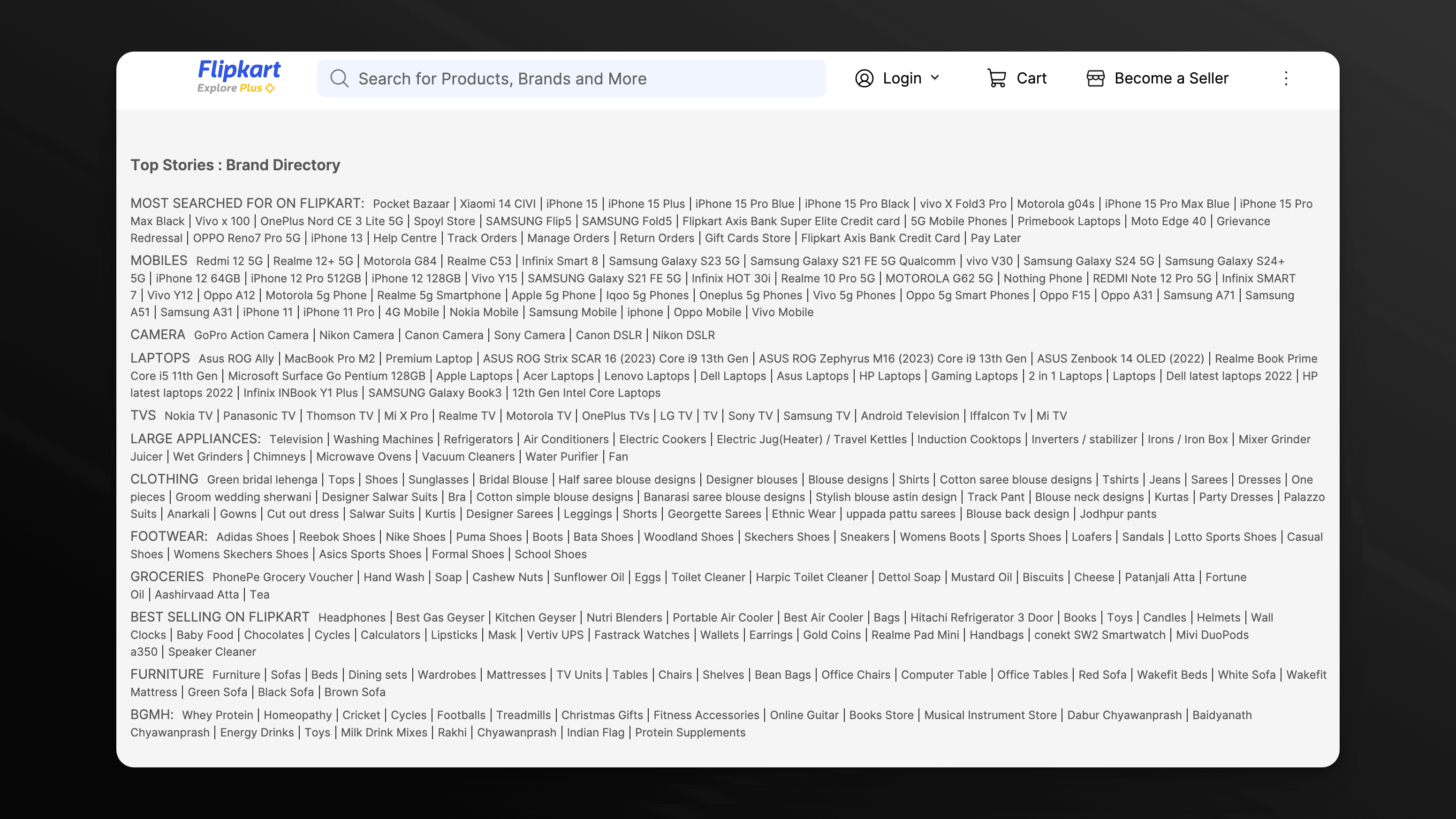 Footer links example
