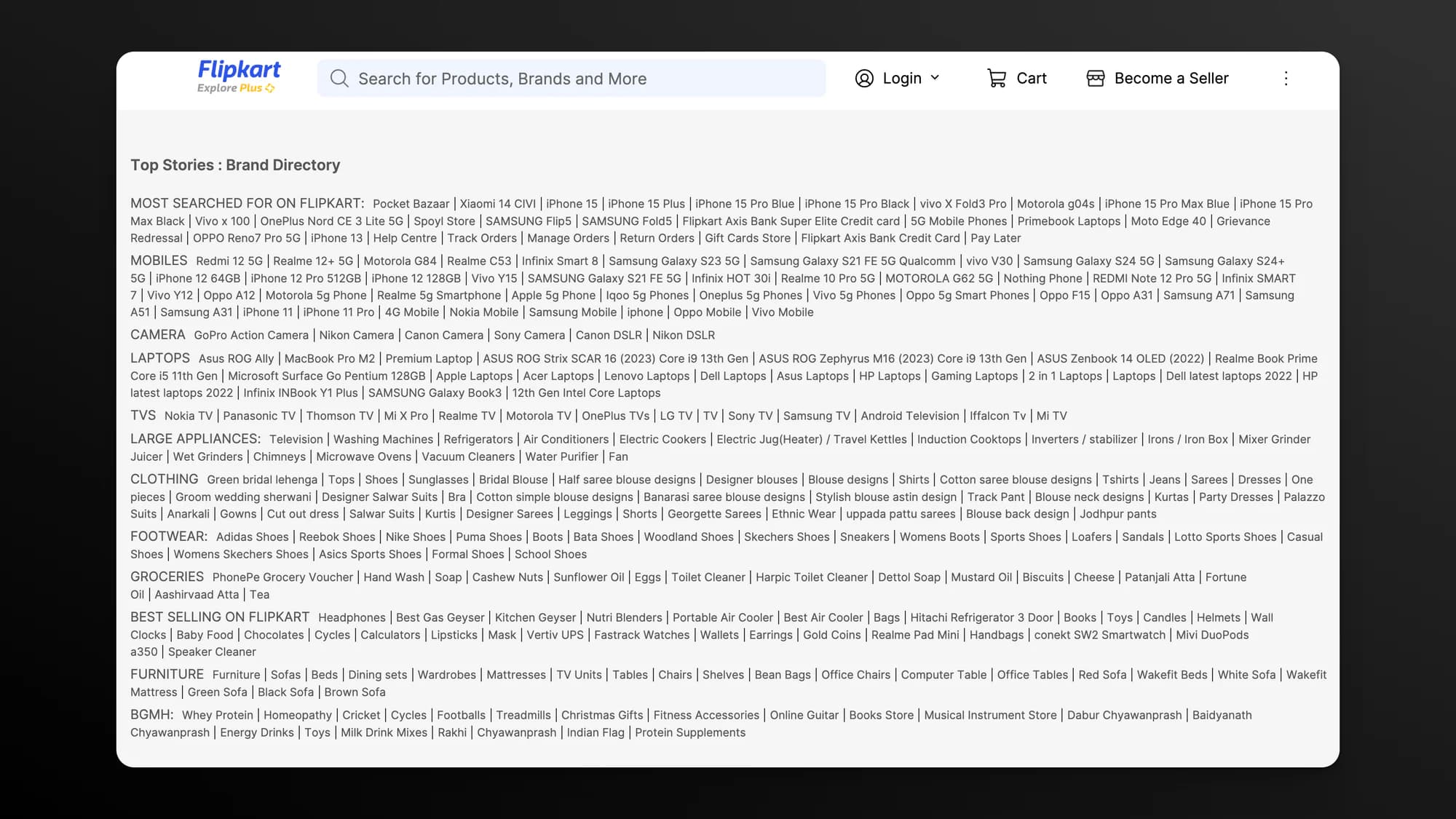 Footer links example