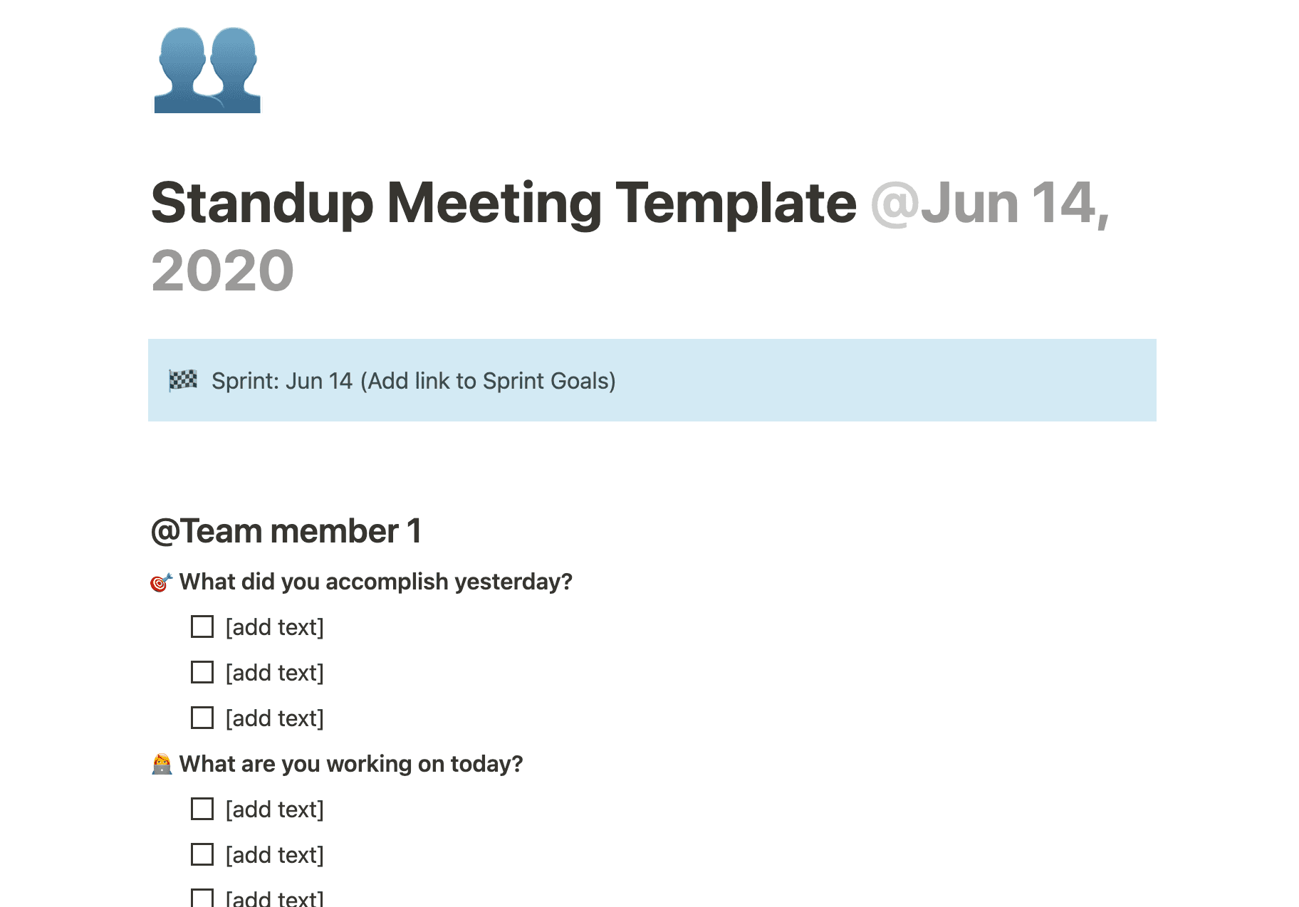 Standup Meeting Template