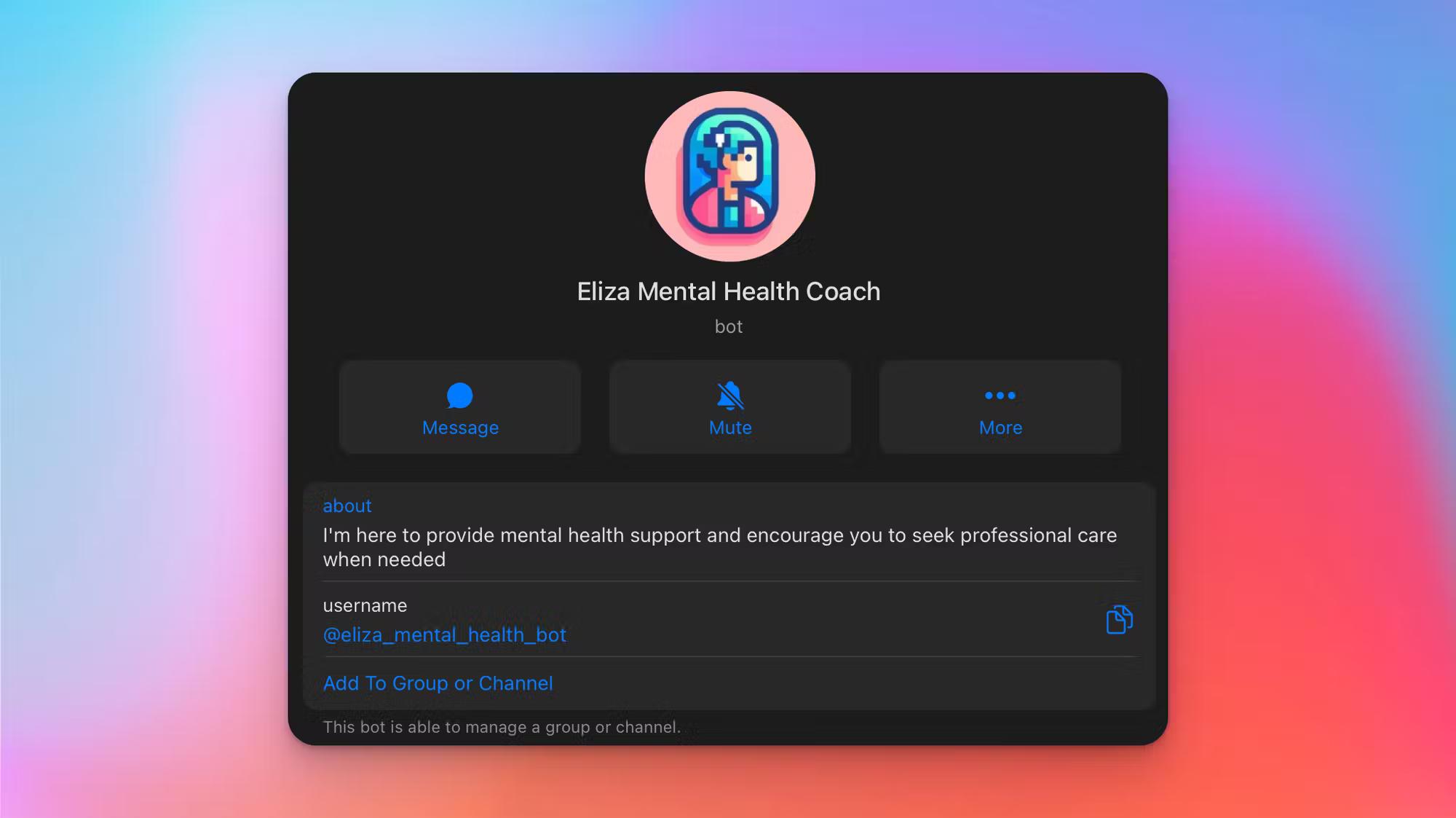 Eliza Mental Health Telegram Bot