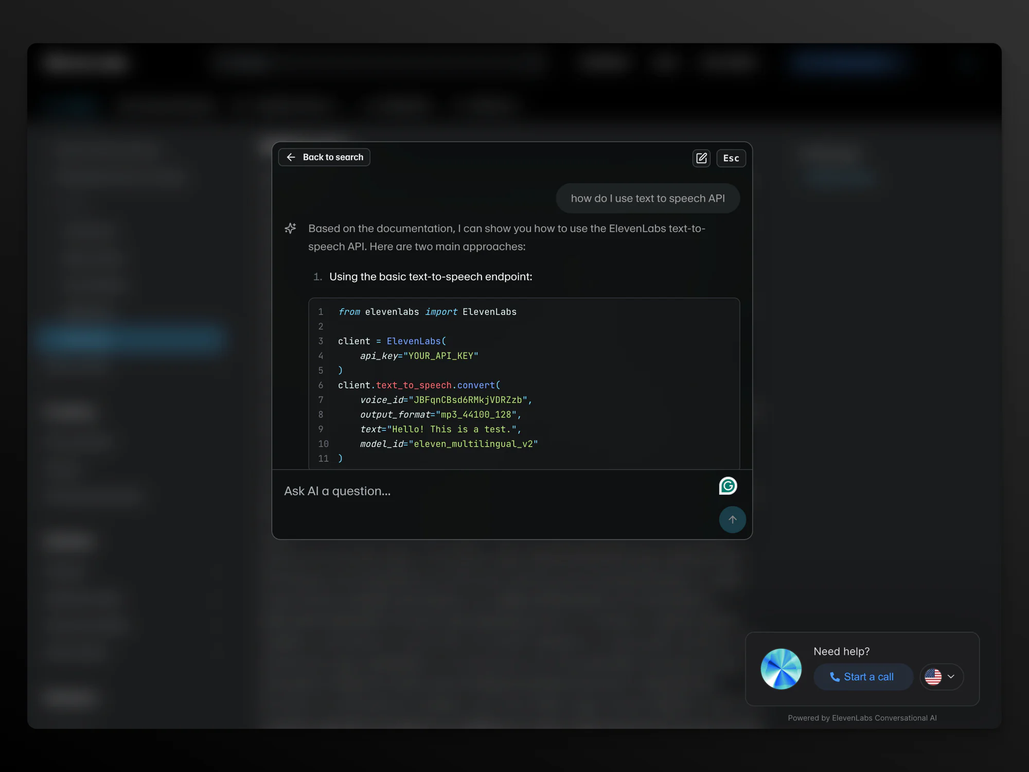 AI search response