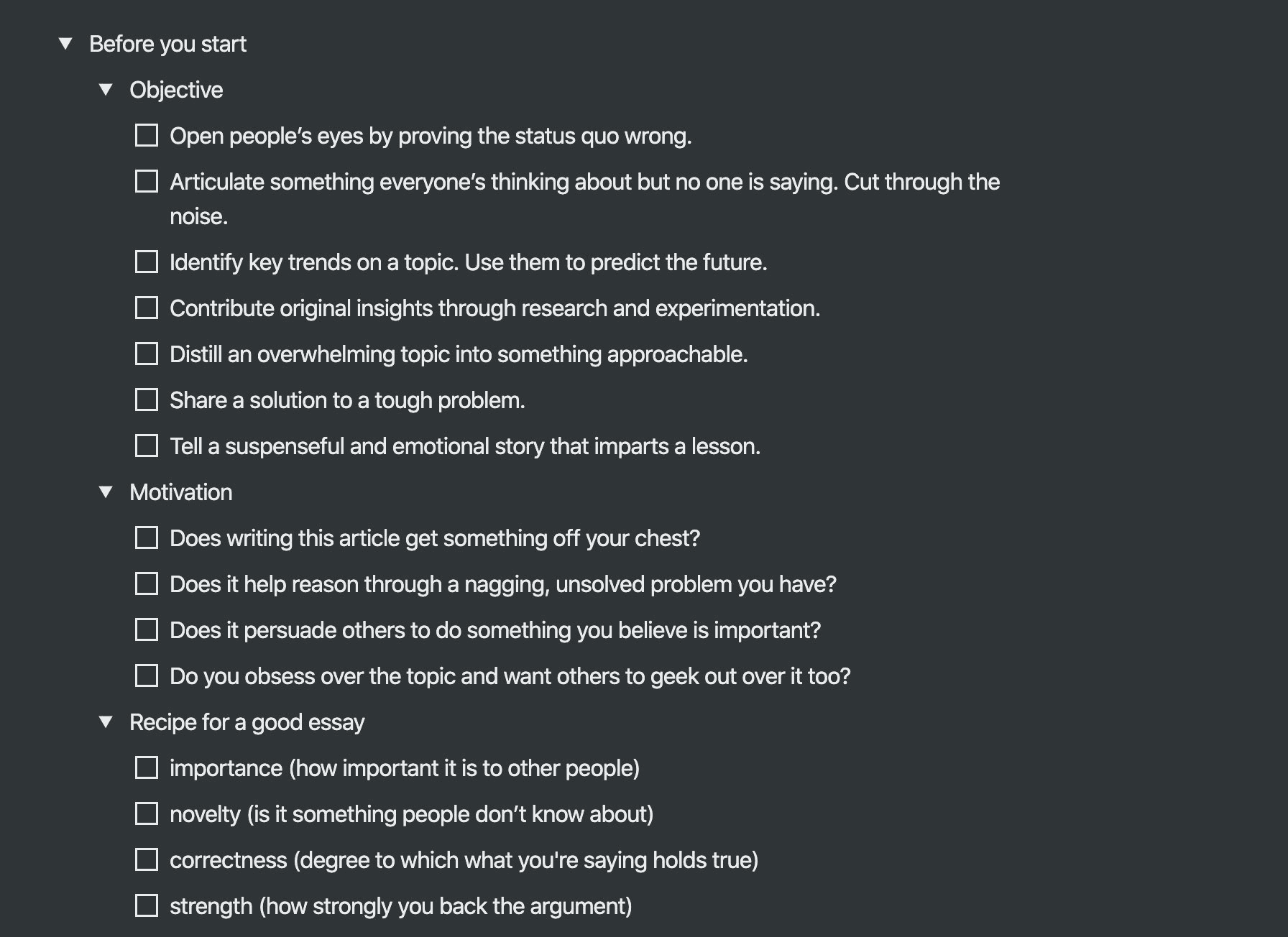 Julian Shapiro's writing handbook template