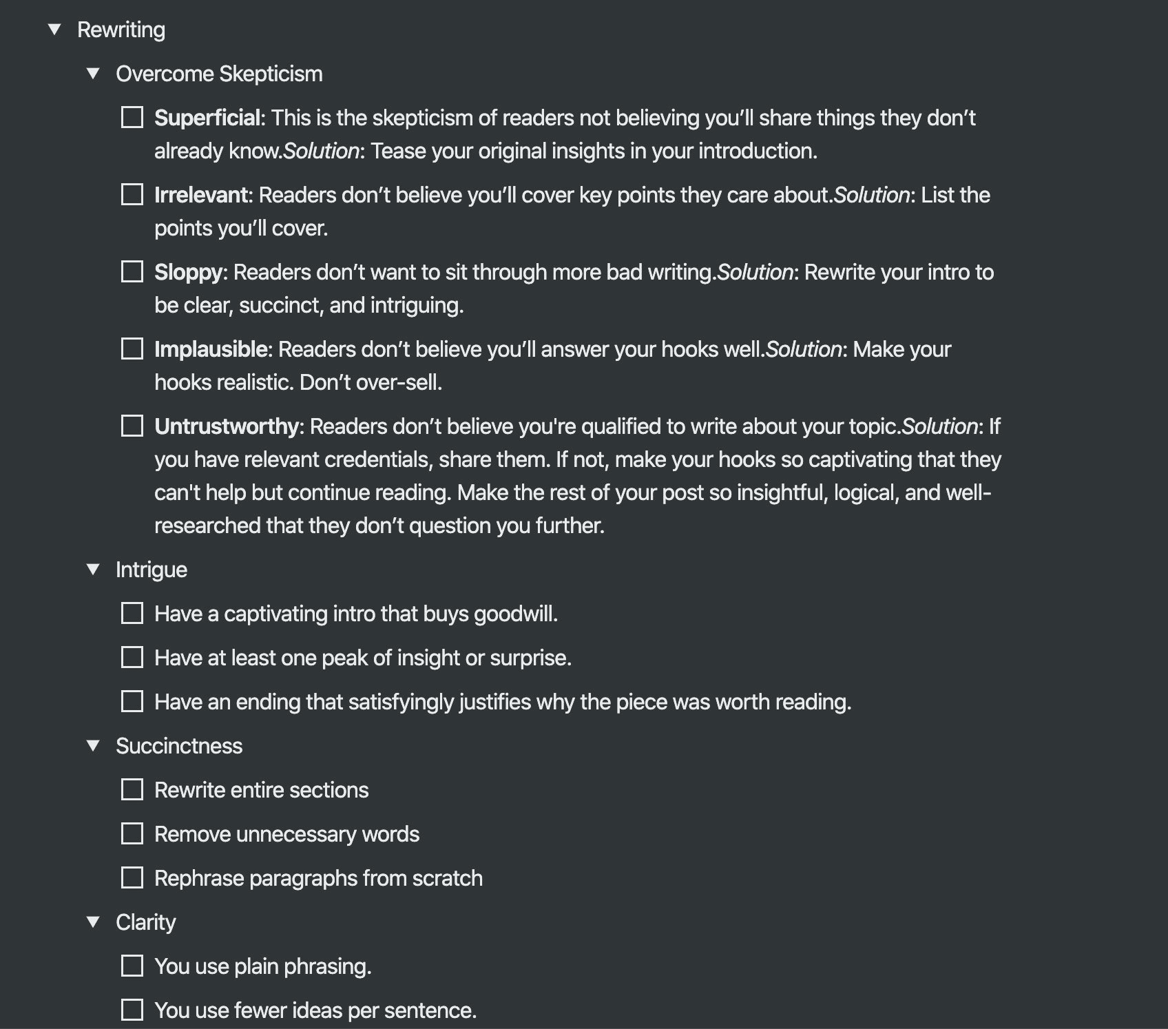 Rewriting and editing template