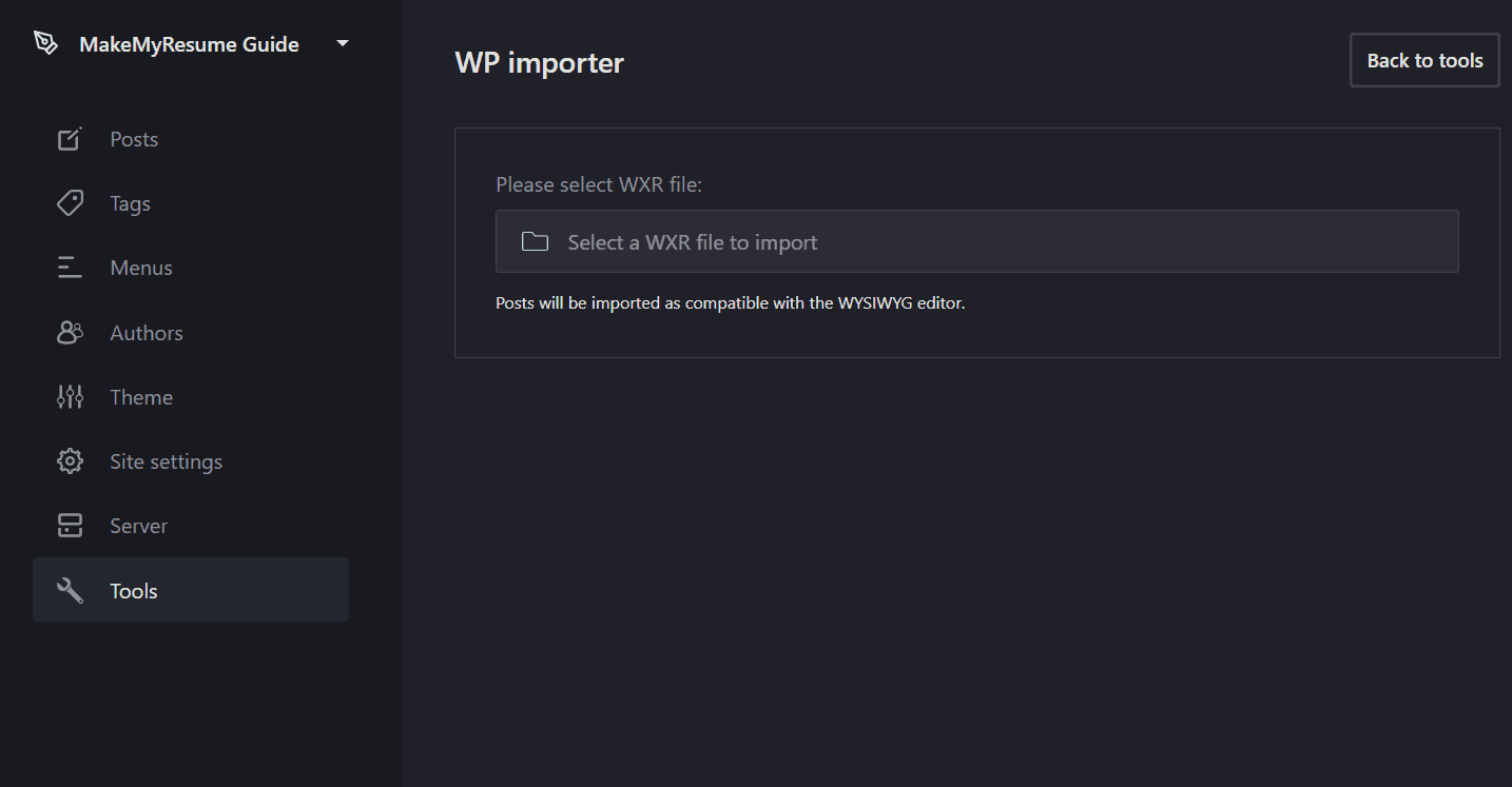 WordPress export